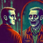 Un hombre se mira al espejo y ve su reflejo con distorsión de la realidad